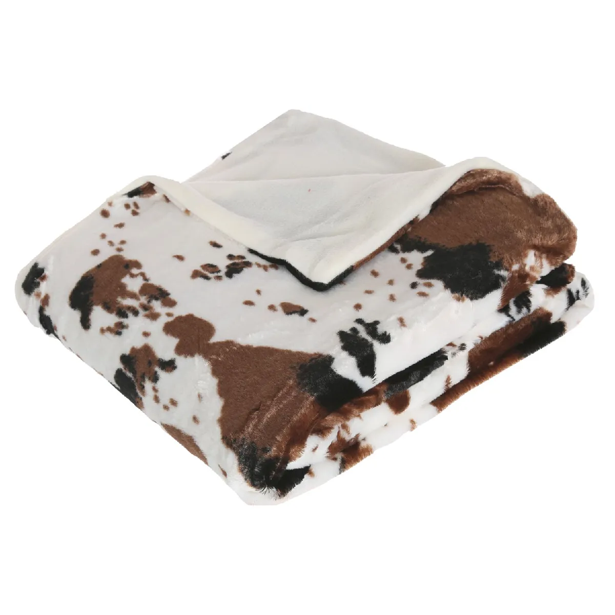 ATMOSPHERA Plaid Vache - 130 x 160 cm - Blanc et marron
