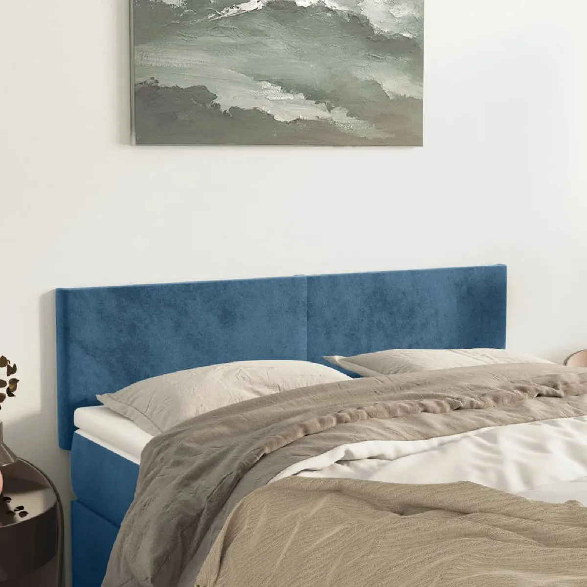 vidaXL Lot de 2 têtes de lit - Bleu foncé