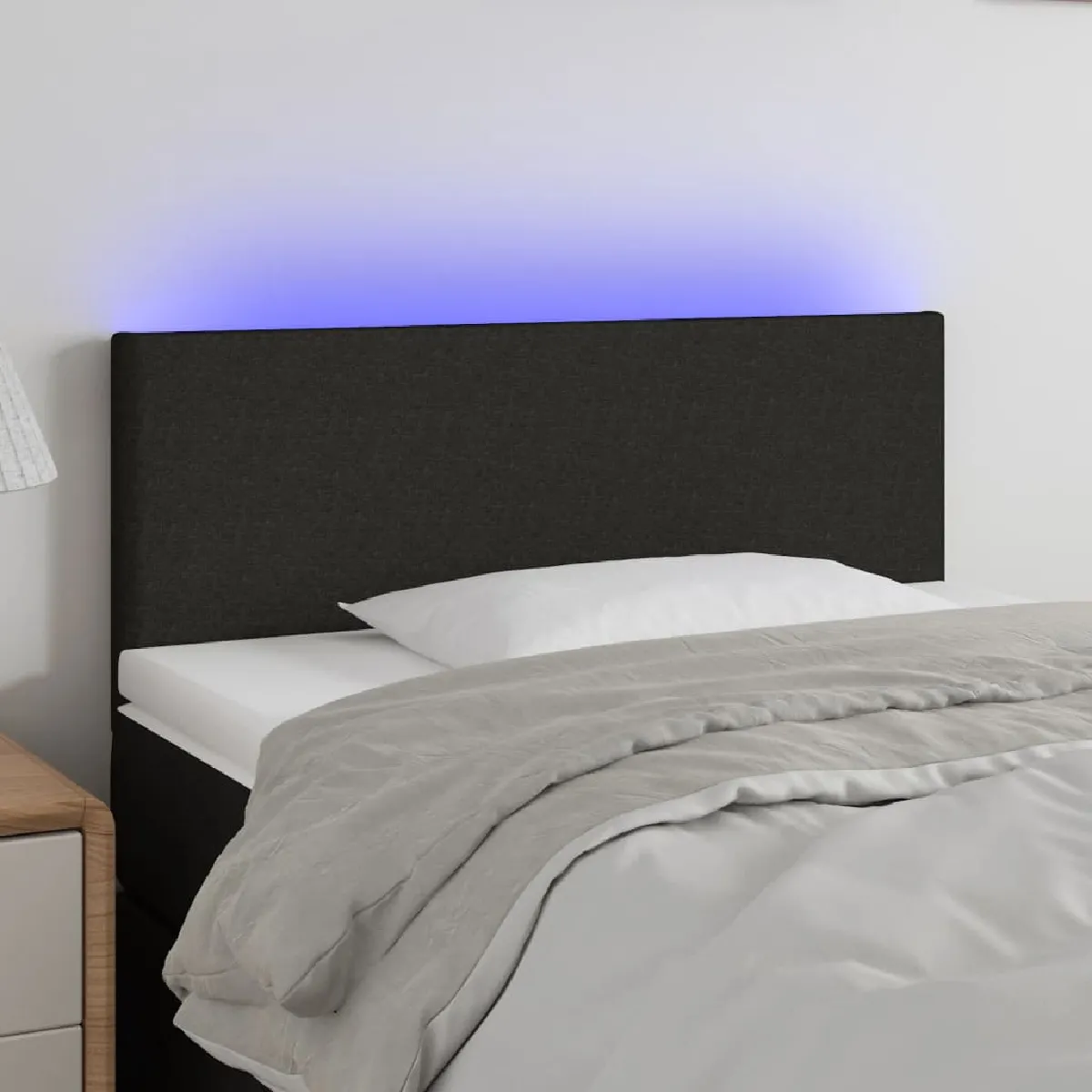 Vidaxl Tête de Lit à LED Meuble de Chambre à Coucher Accessoire de Lit Simple Tête de Cadre de Lit Intérieur Noir 90x5x78/88 31213 - vue 2