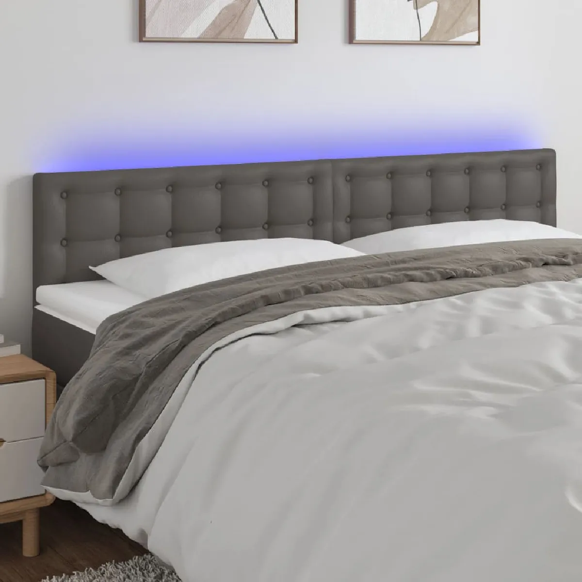 vidaXL Tête de lit LED Gris