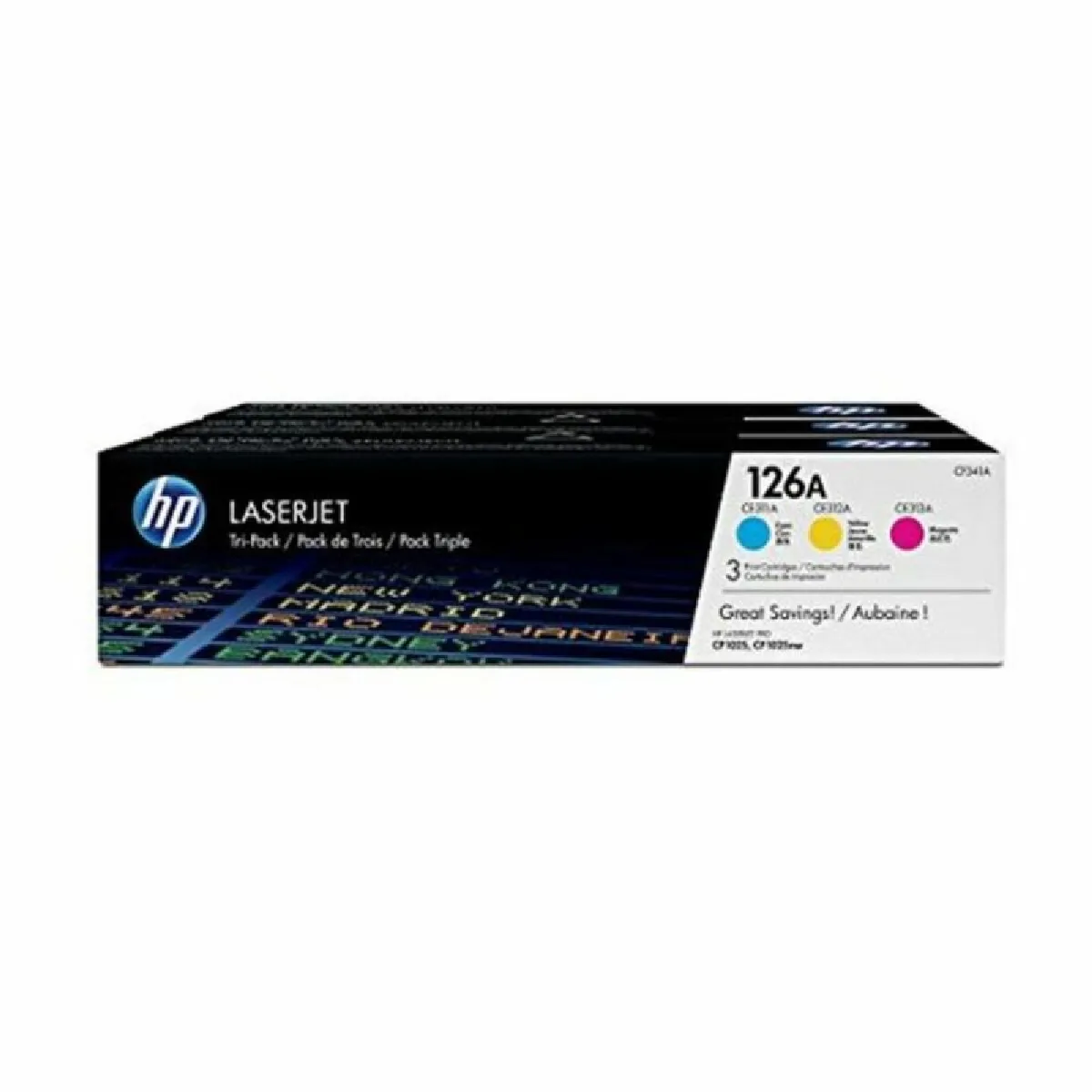 HP Pack de 3 CF341A Cyan et Jaune