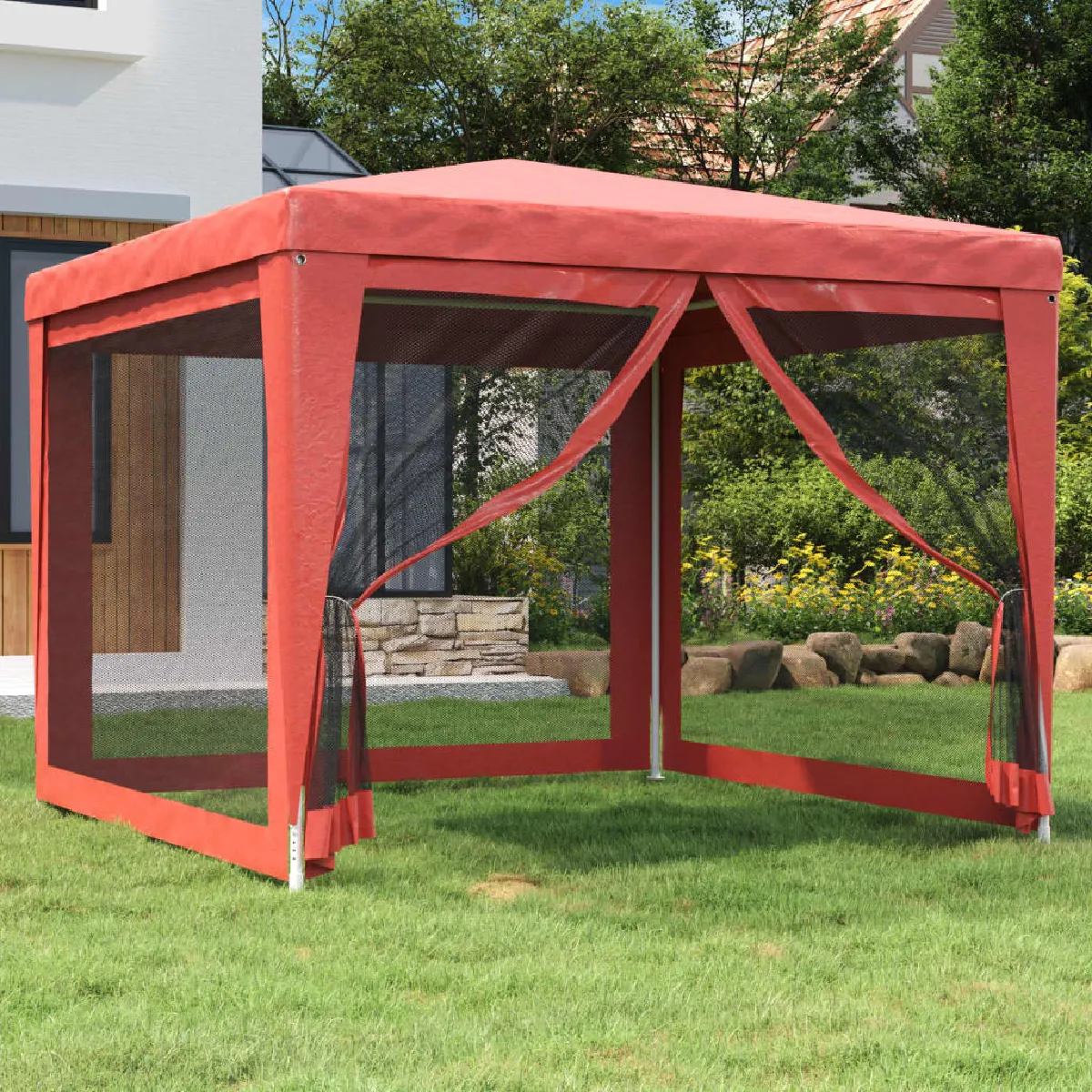 319230 vidaXL Tente de fête avec 4 parois latérales en maille 3x3m PEHD - vue 2