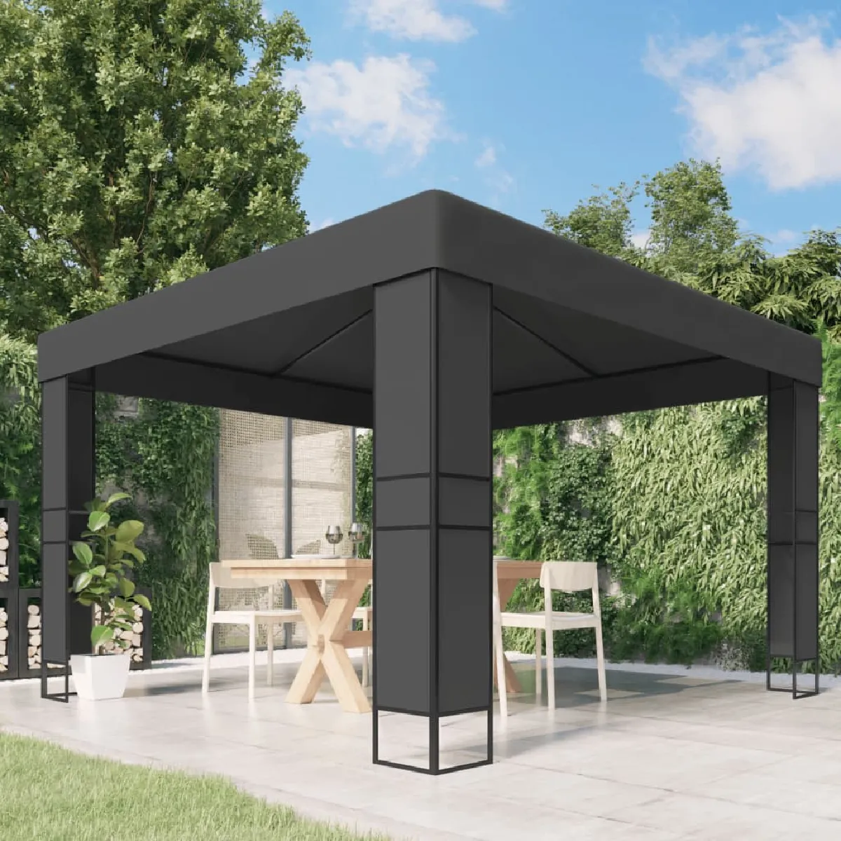 vidaXL Tonnelle avec toit double 3x3 - vue 4