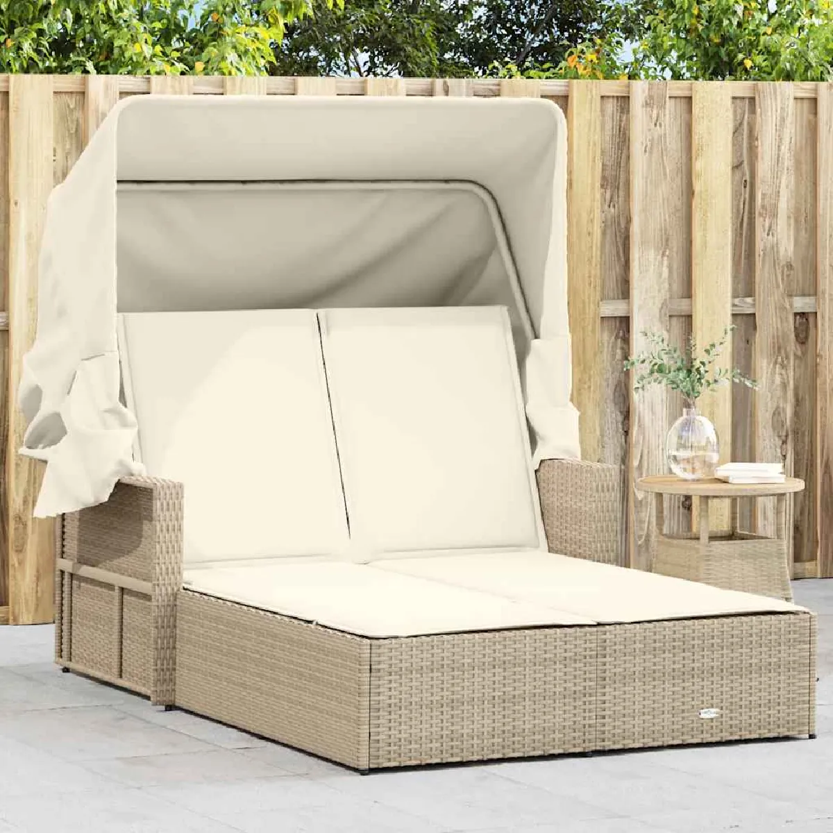 vidaXL Chaise longue double avec auvent - vue 8