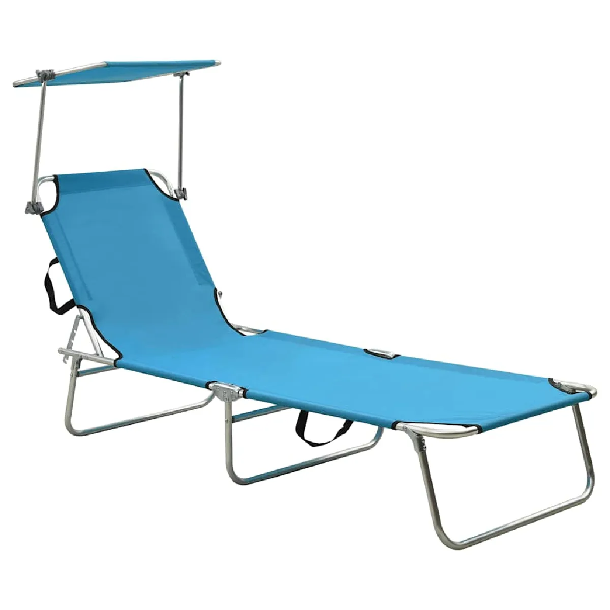 VIDAXL - Chaise longue - Pliable - Avec auvent - 187 x 57,5 x 27 cm - Bleu - Image 2