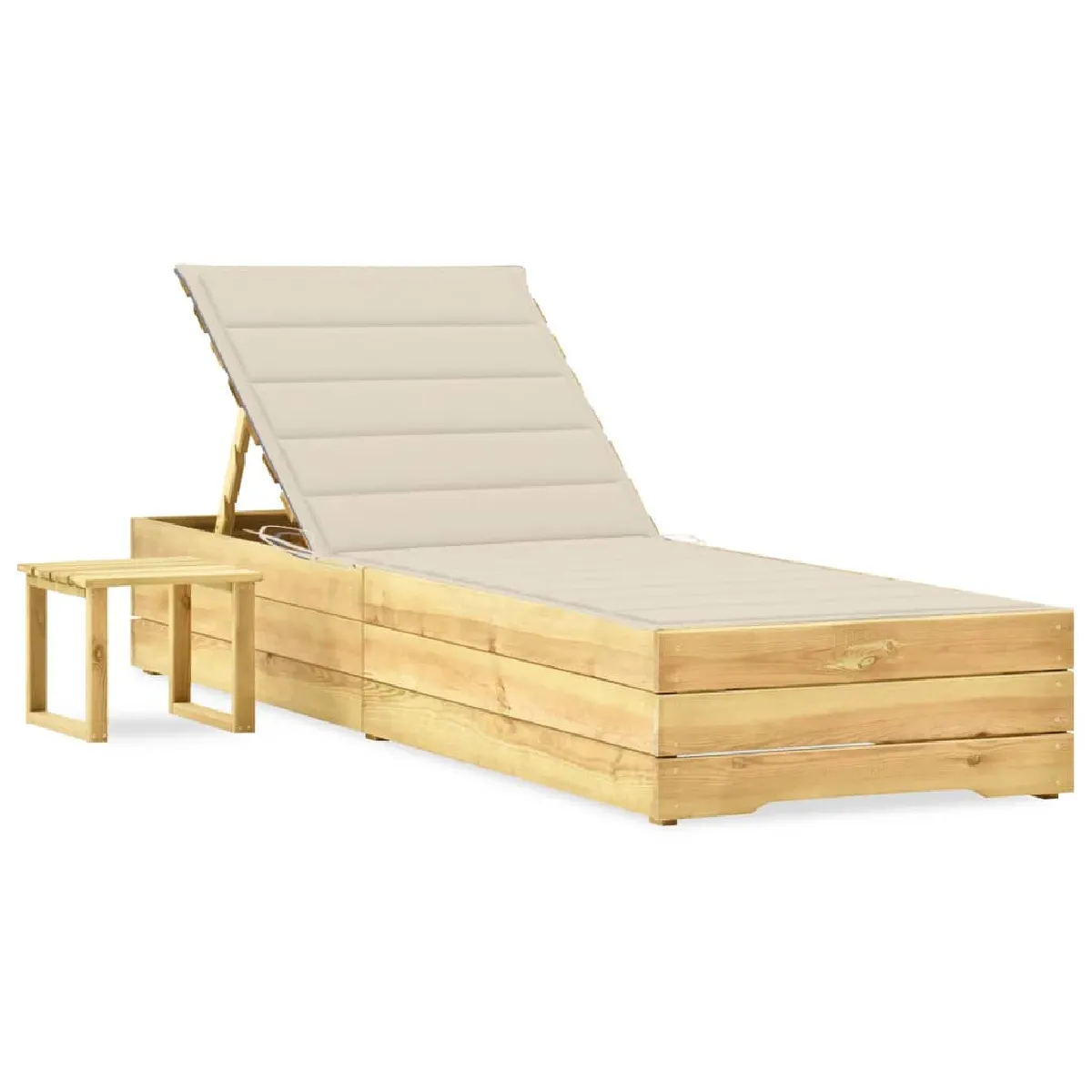 vidaXL Chaise longue avec table Bois de pin - vue 2