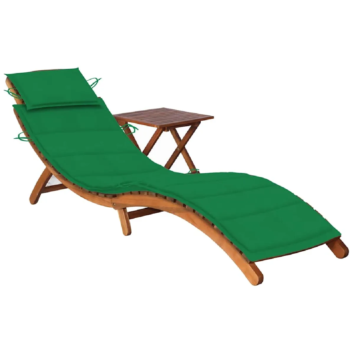 vidaXL Chaise longue avec table Acacia - vue 2