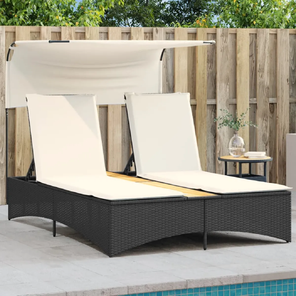 vidaXL Chaise longue double avec auvent - vue 5