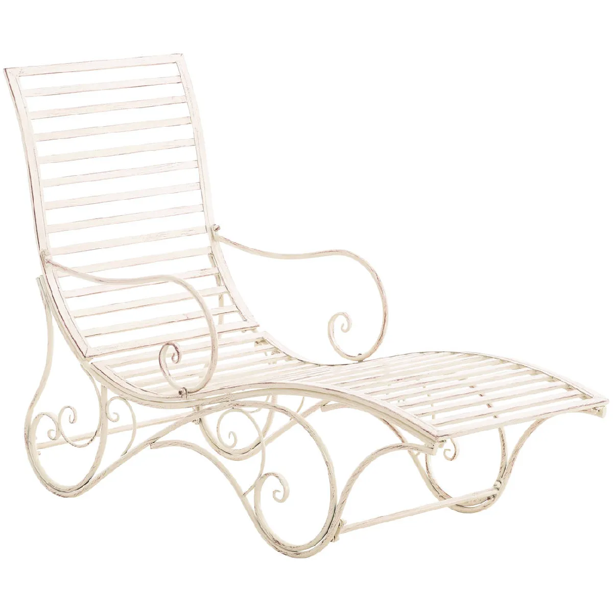 Decoshop26 Chaise longue de jardin - Crème
