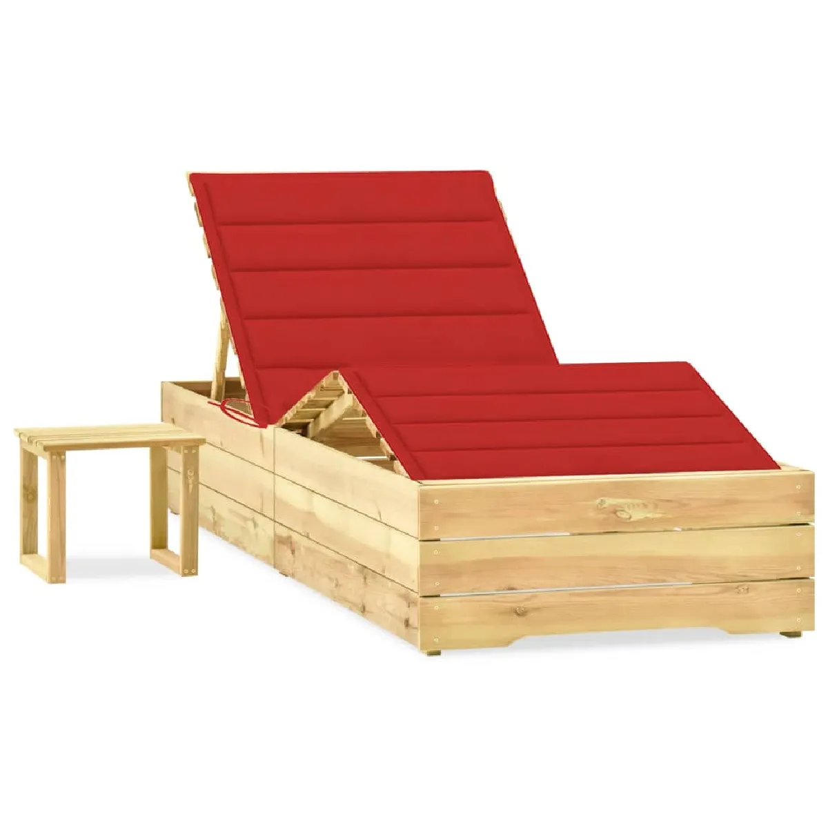 vidaXL Chaise Longue avec Table et Coussin Rouge