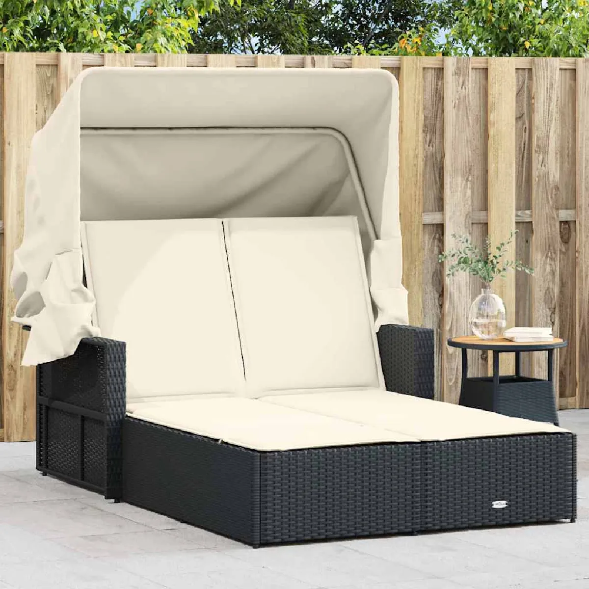vidaXL Chaise longue double Résine tressée - vue 9