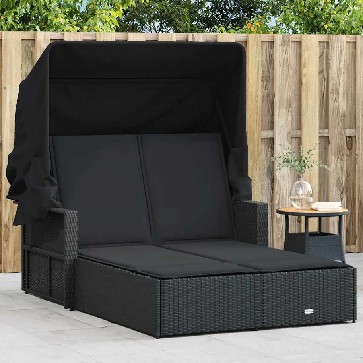 vidaXL Chaise longue double Résine tressée - vue 10