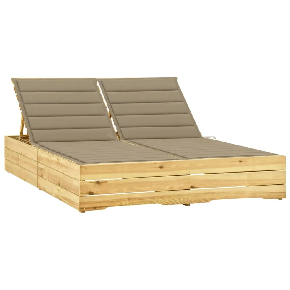 vidaXL Chaise longue double avec coussins - Beige