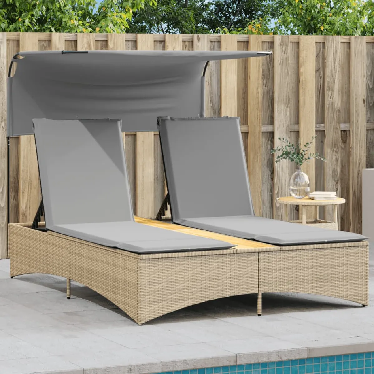 vidaXL Chaise longue double avec auvent - vue 6