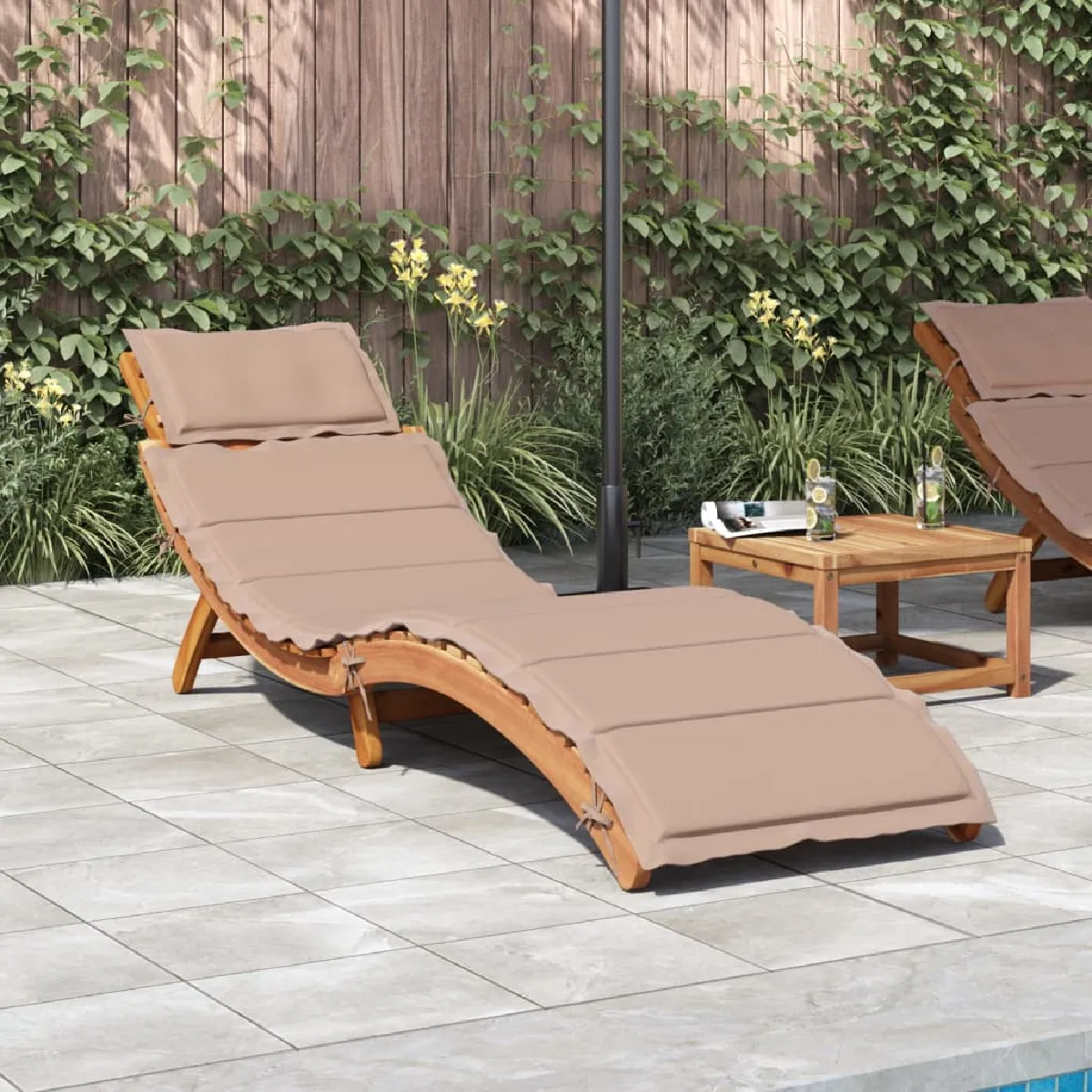vidaXL Chaise Longue de Jardin avec Coussin Bois d'acacia - vue 9