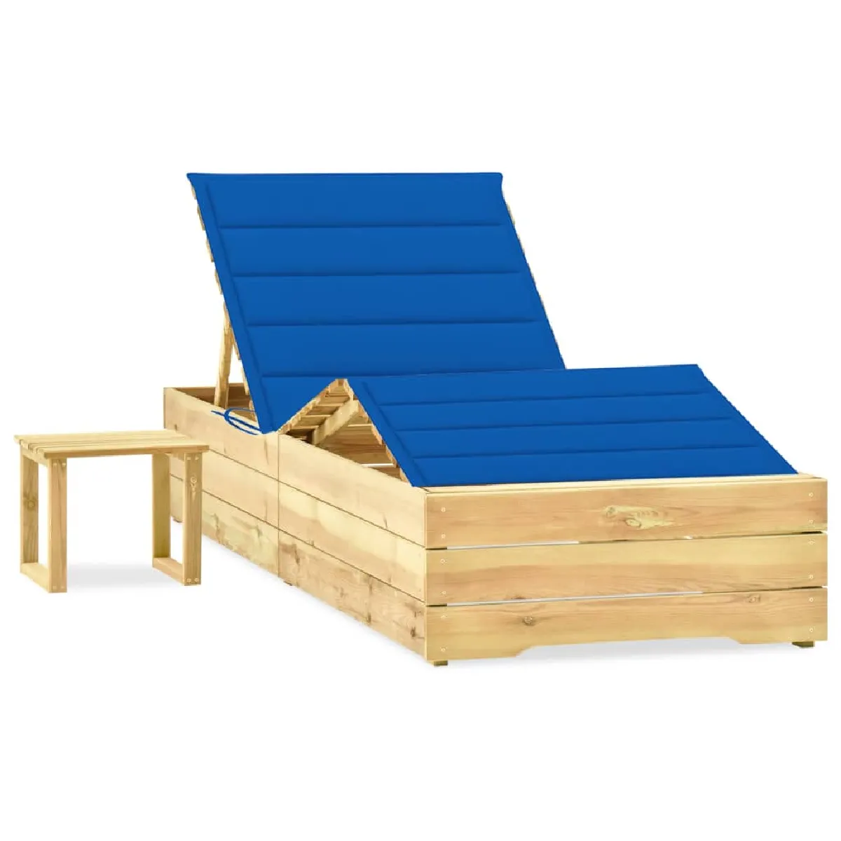 VidaXL Chaise longue bois Pin avec table - Bleu royal