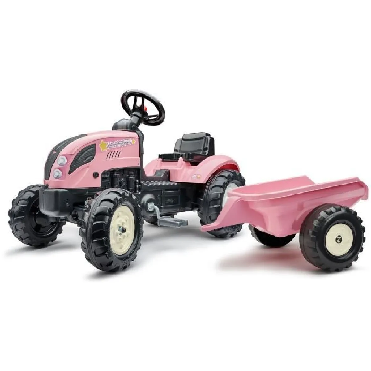 Falk Rose Tracteur À Pédales Avec Remorque