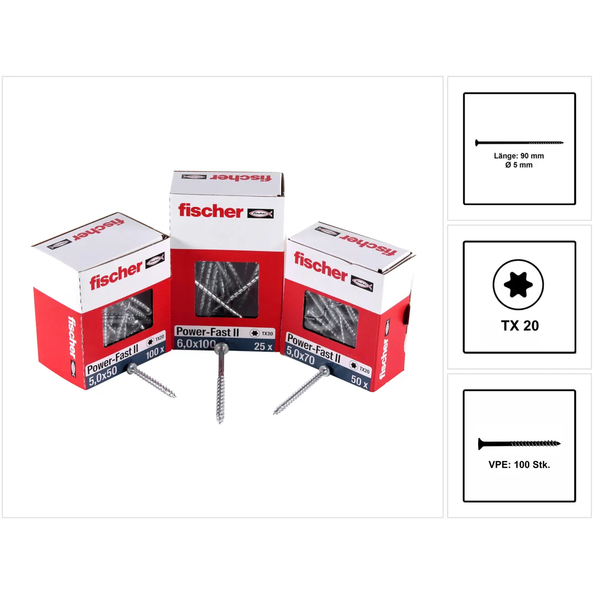 FISCHER Vis panneaux Power Fast II 5.0x90 mm - vue 4