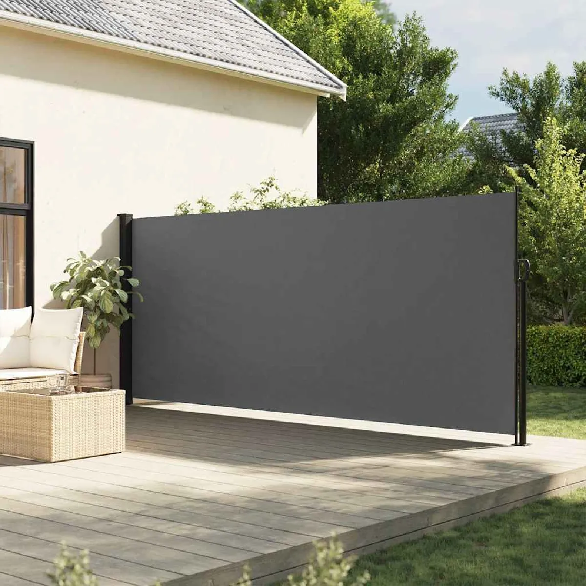 Vidaxl Auvent latéral rétractable 180x600 cm Gris - vue 2