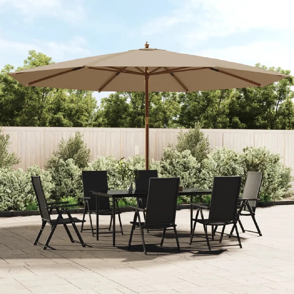 vidaXL Parasol de jardin Mât en bois