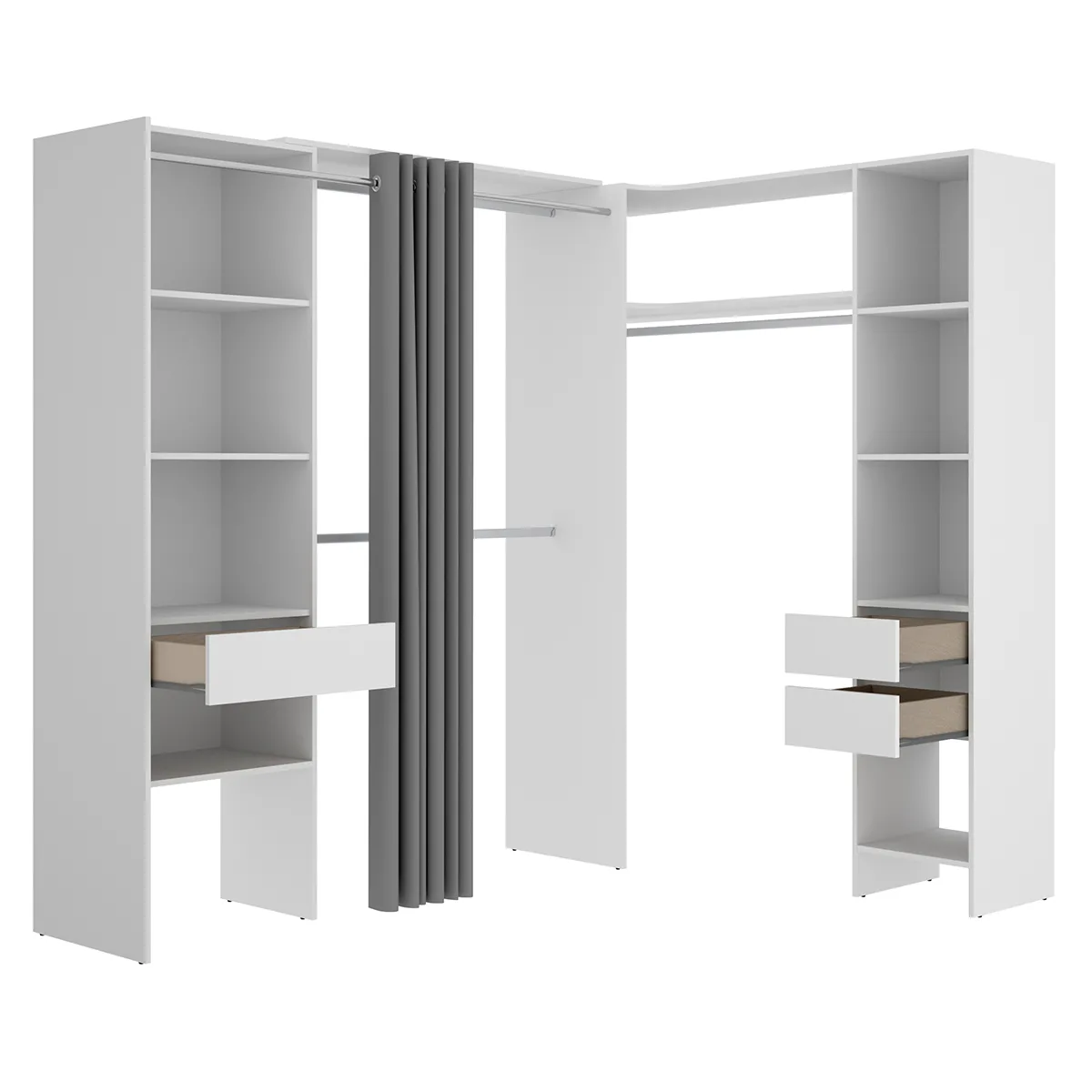 Pegane Armoire penderie tissu - Blanc Pegane Armoire penderie tissu - Blanc