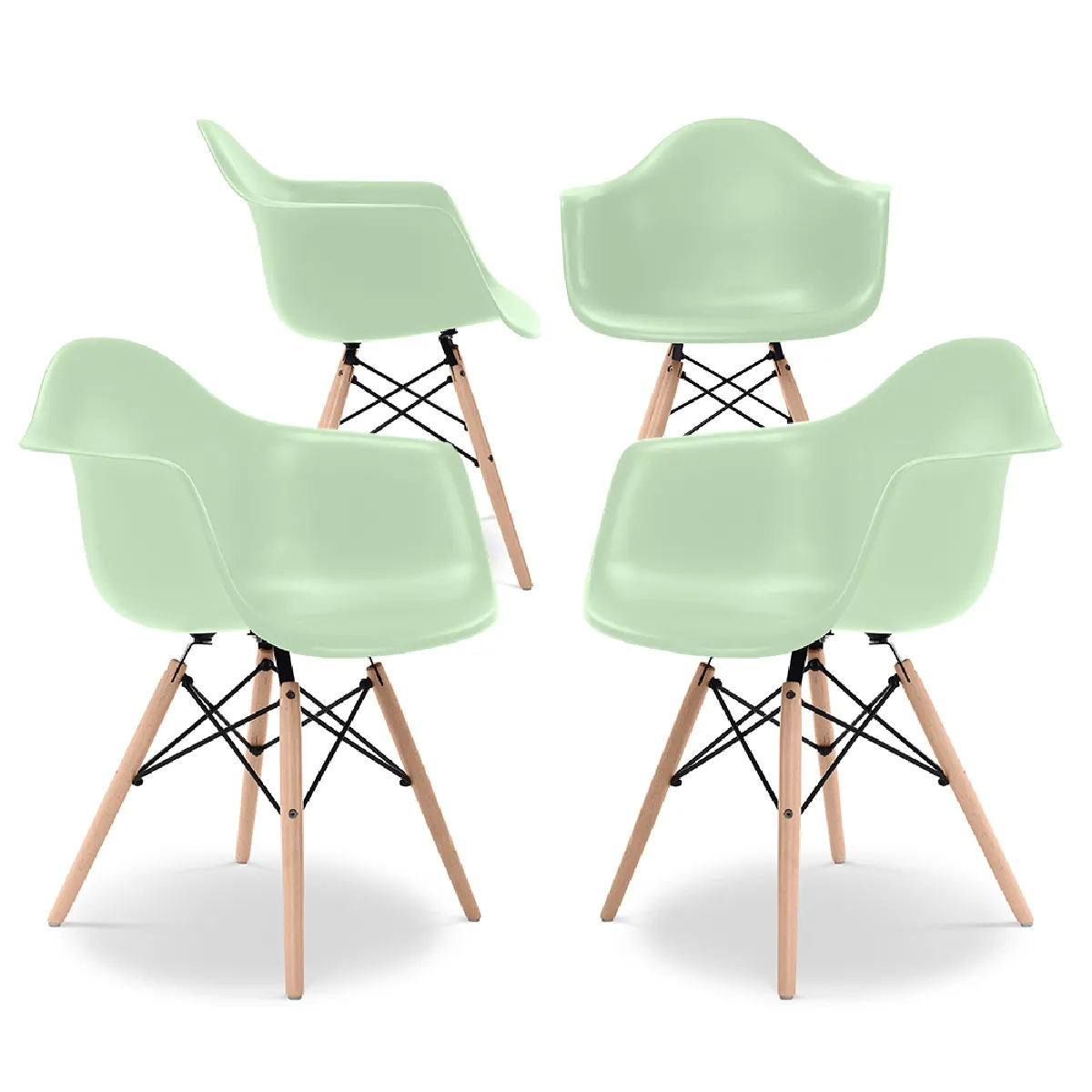 Chaise de Salle à Manger Design Scandinave Pieds en Bois Lot de 4 Nordika - vue 8