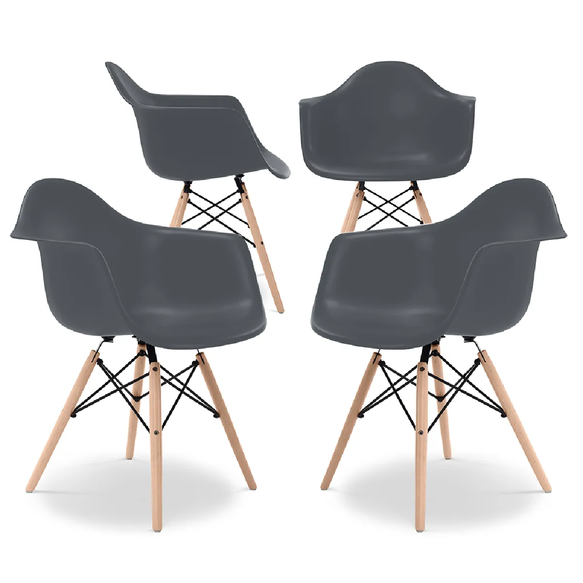 Chaise de Salle à Manger Design Scandinave Pieds en Bois Lot de 4 Nordika - vue 5