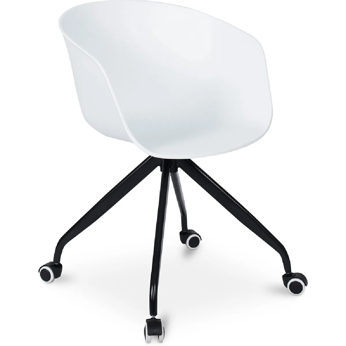 Chaise de bureau avec accoudoirs - Chaise de bureau avec roulettes - Guy - Joan Blanc Chaise de bureau avec accoudoirs - Chaise de bureau avec roulettes - Guy - Joan Blanc
