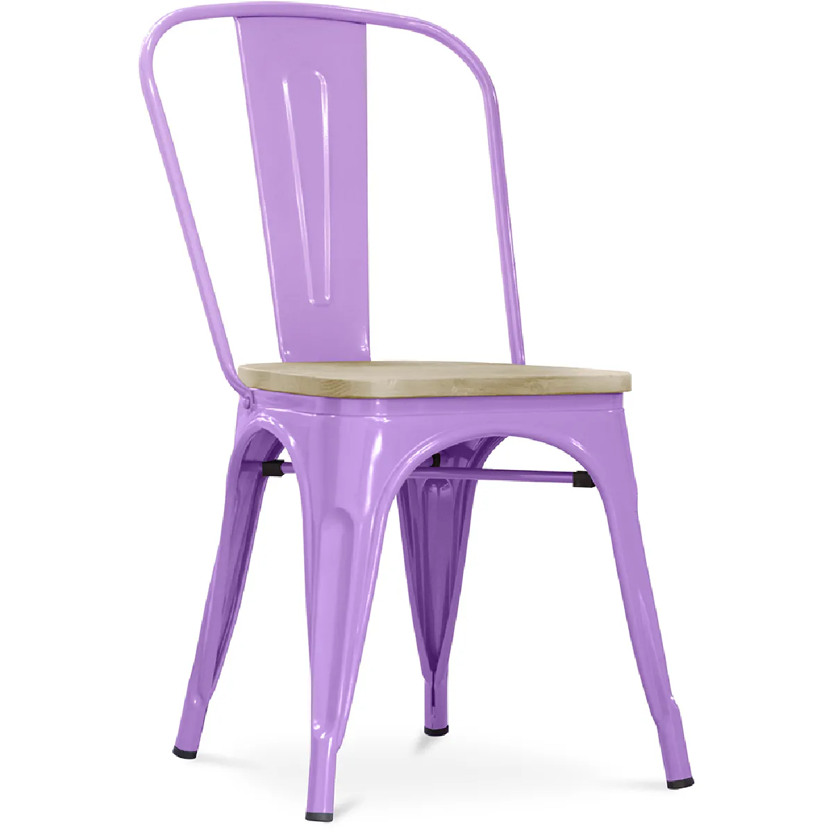 Chaise de salle à manger - Design industriel - Bois et acier - Stylix Violet Clair
