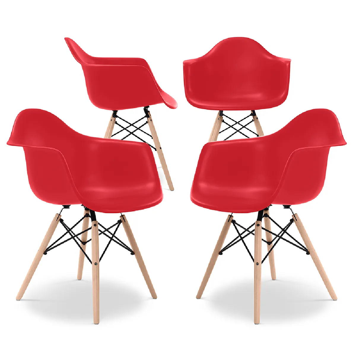 Chaise de Salle à Manger Design Scandinave Pieds en Bois Lot de 4 Nordika - vue 7