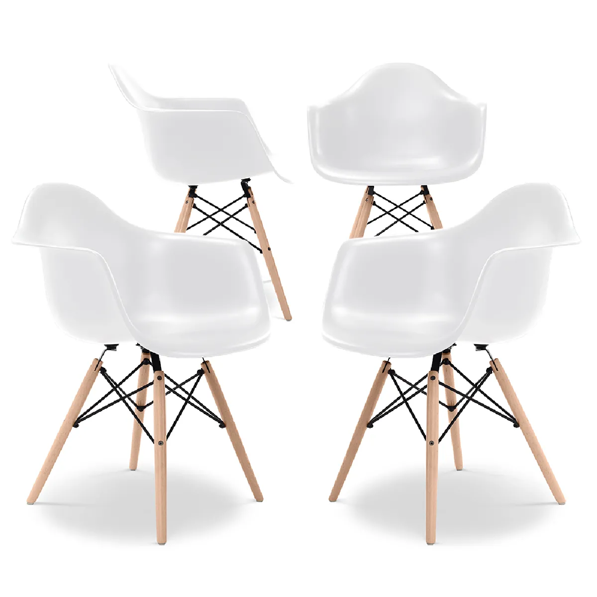 Chaise de Salle à Manger Design Scandinave Pieds en Bois Lot de 4 Nordika - vue 2
