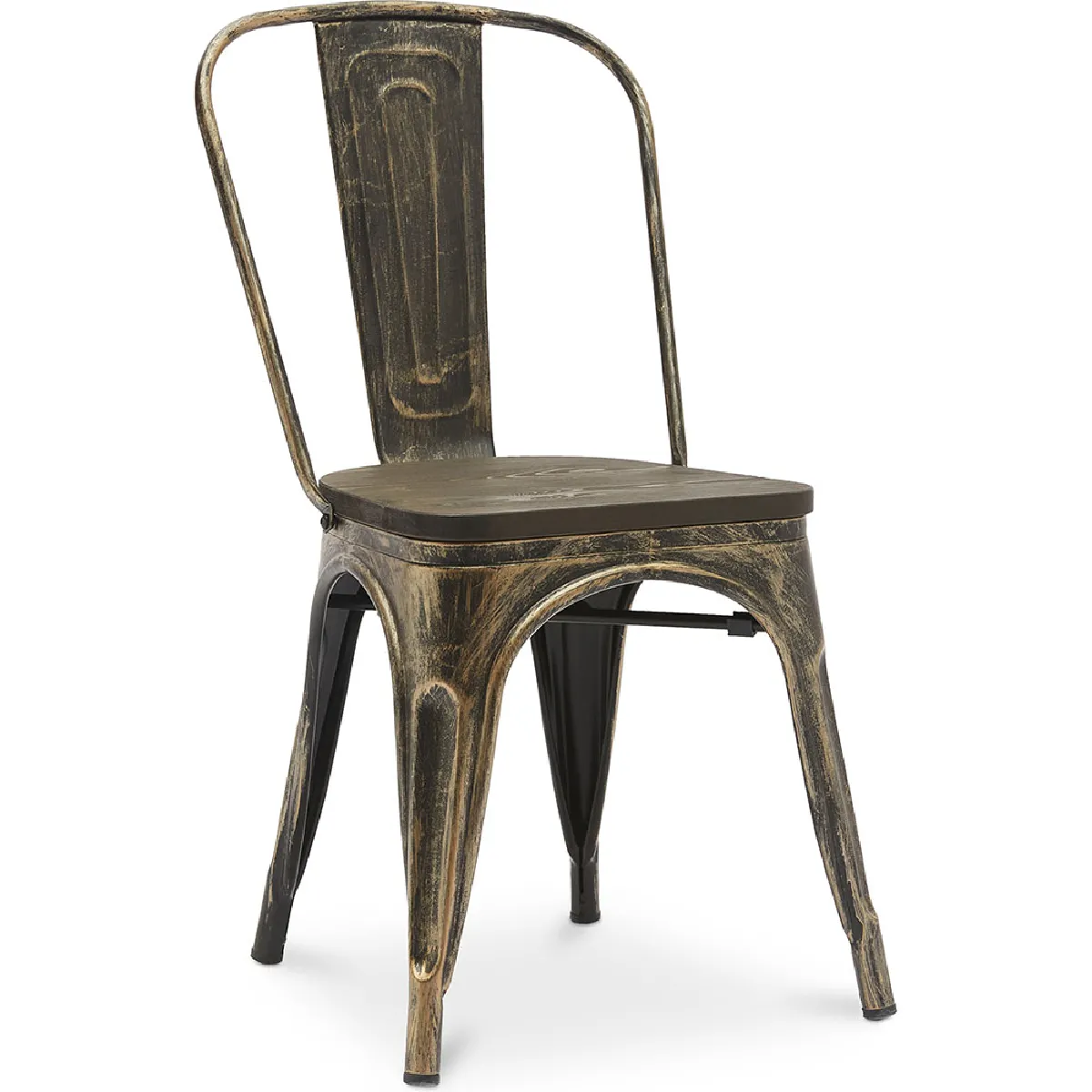 Chaise de salle à manger - Design industriel - Acier et bois - Nouvelle édition - Stylix Bronze métallisé