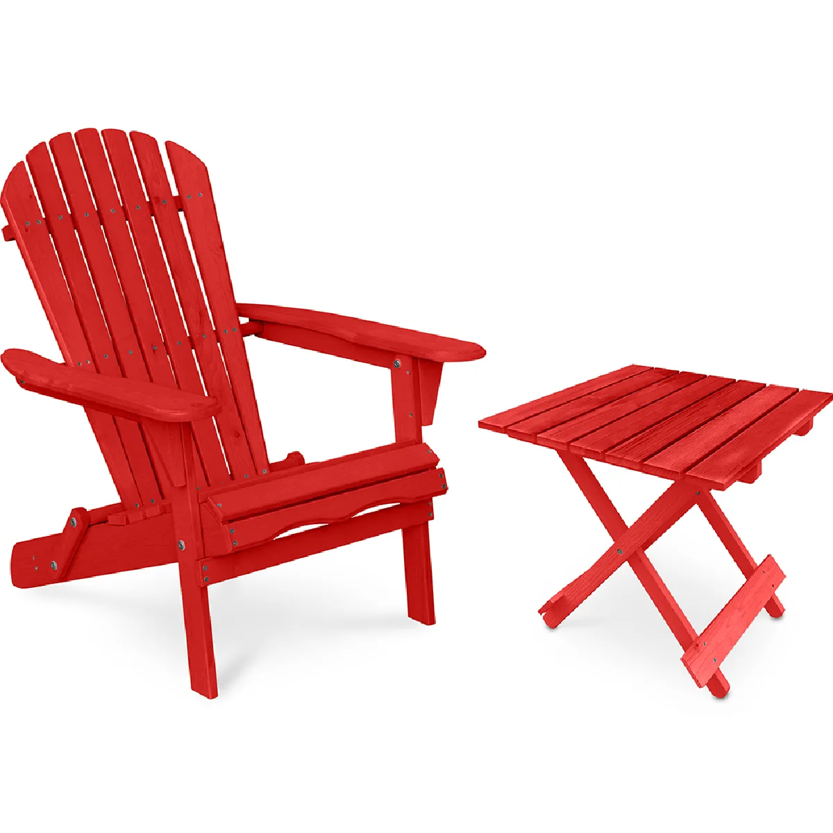 Pack Chaise d'extérieur et Table d'extérieur et de jardin - Bois - Alana Rouge Pack Chaise d'extérieur et Table d'extérieur et de jardin - Bois - Alana Rouge