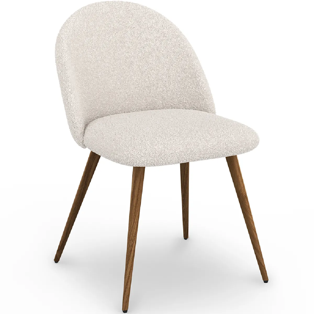 Chaise de salle à manger - Tapissée en tissu bouclé - Scandinave - Evelyne Blanc Chaise de salle à manger - Tapissée en tissu bouclé - Scandinave - Evelyne Blanc