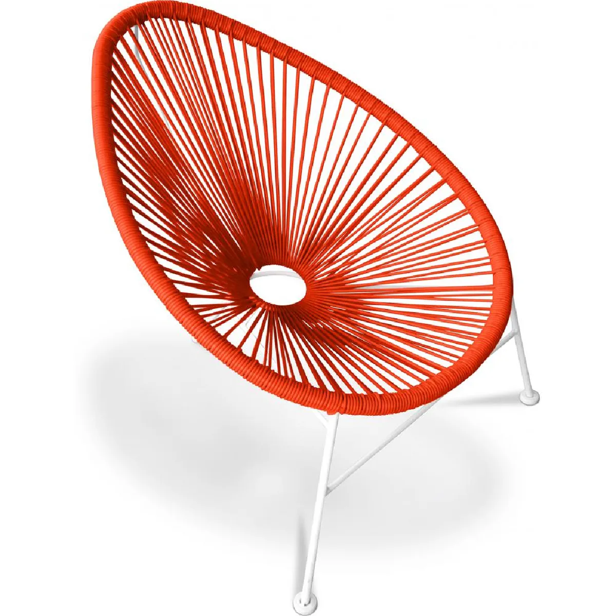 Chaise D'Extérieur Style Acapulco - Orange Avec Pieds Noirs - Design Années 50 - Pour Jardin, Terrasse, Salon