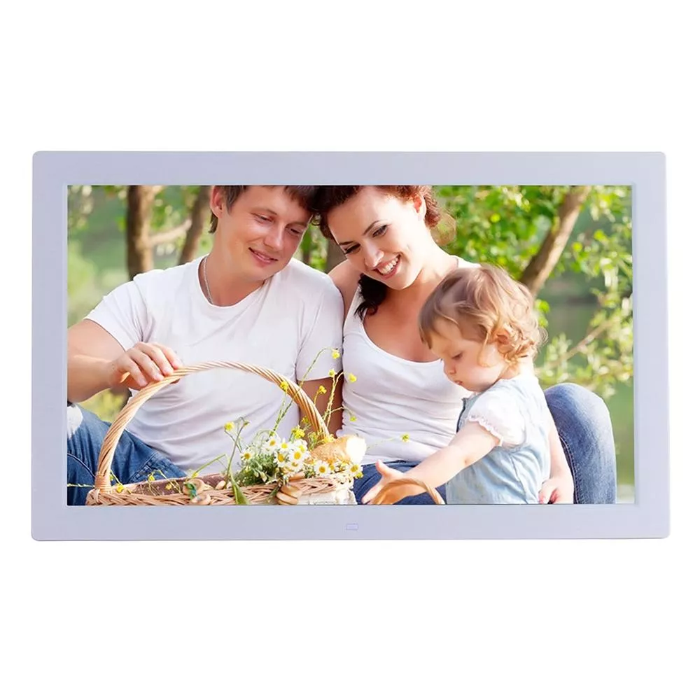 YONIS Cadre Photo Num&eacute;rique 18 pouces Digital Frame Ecran LED Dual Haut-parleur St&eacute;r&eacute;o + SD 4Go Blanc 