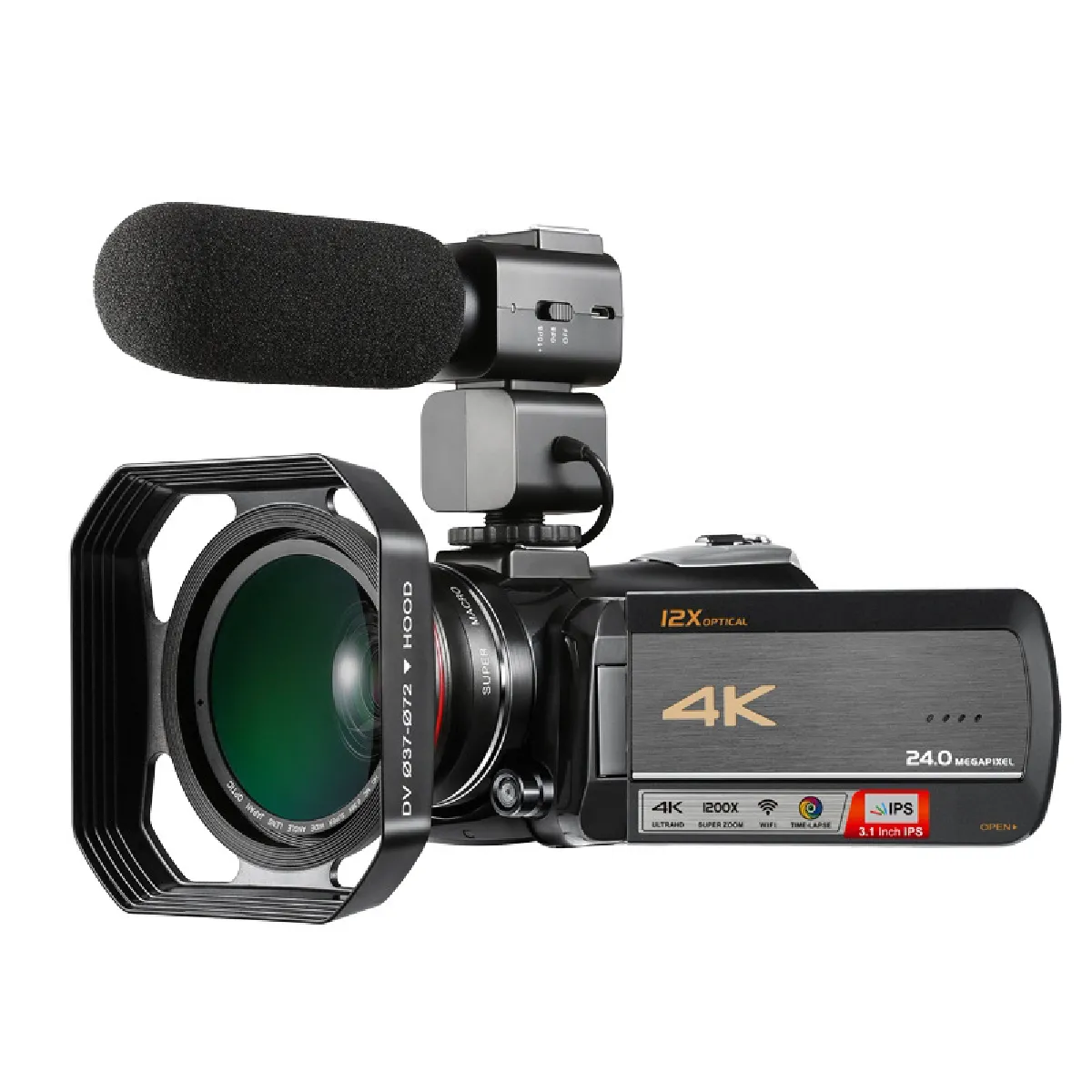 YONIS Cam&eacute;scope Num&eacute;rique 4K HD Vision Nocturne WiFi Zoom Optique 12X Noir Standard Micro