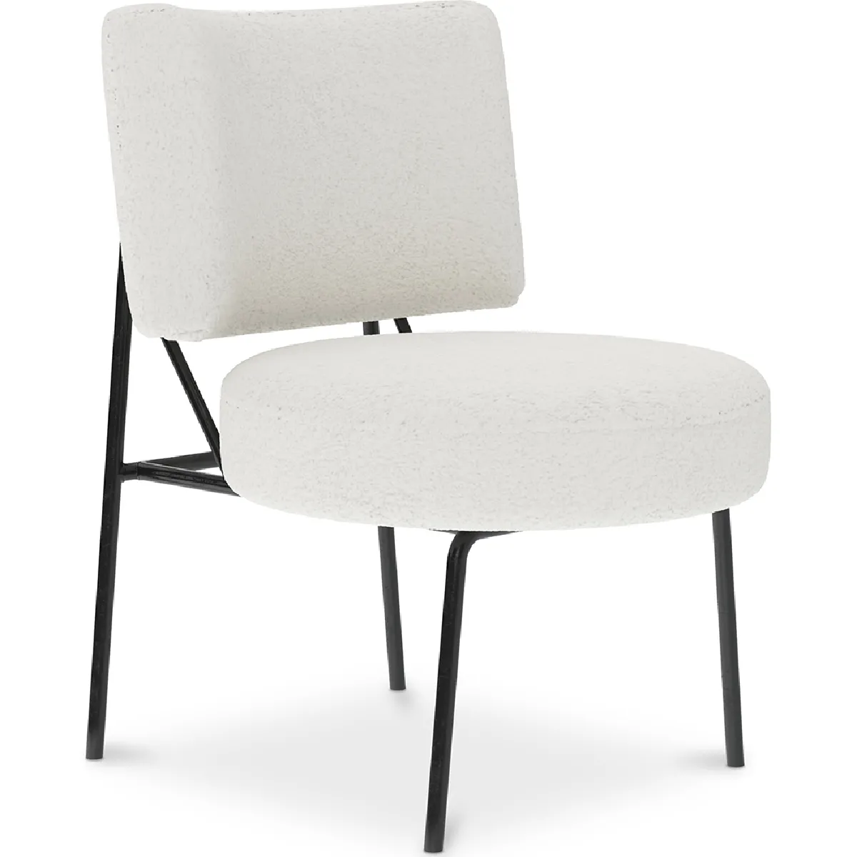 Fauteuil En Bouclette Fausse Fourrure Tapissée - Boucles Blanches - Jerna Blanc