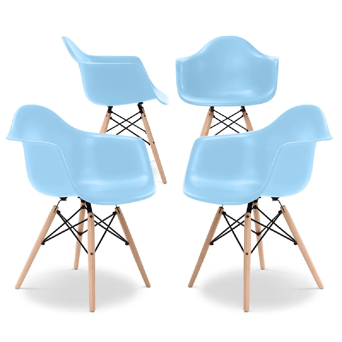 Chaise de Salle à Manger Design Scandinave Pieds en Bois Lot de 4 Nordika - vue 6