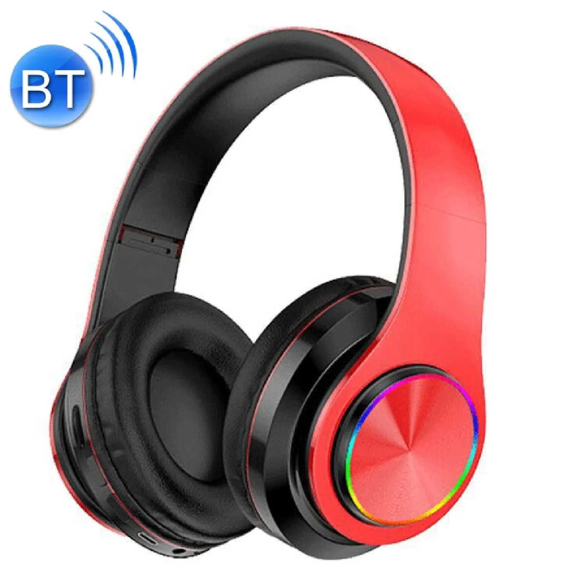 Yonis Rouge Casque Bluetooth V5.0 Sans Fil Autonomie 120H Compatible Android Apple + Sd 16Go