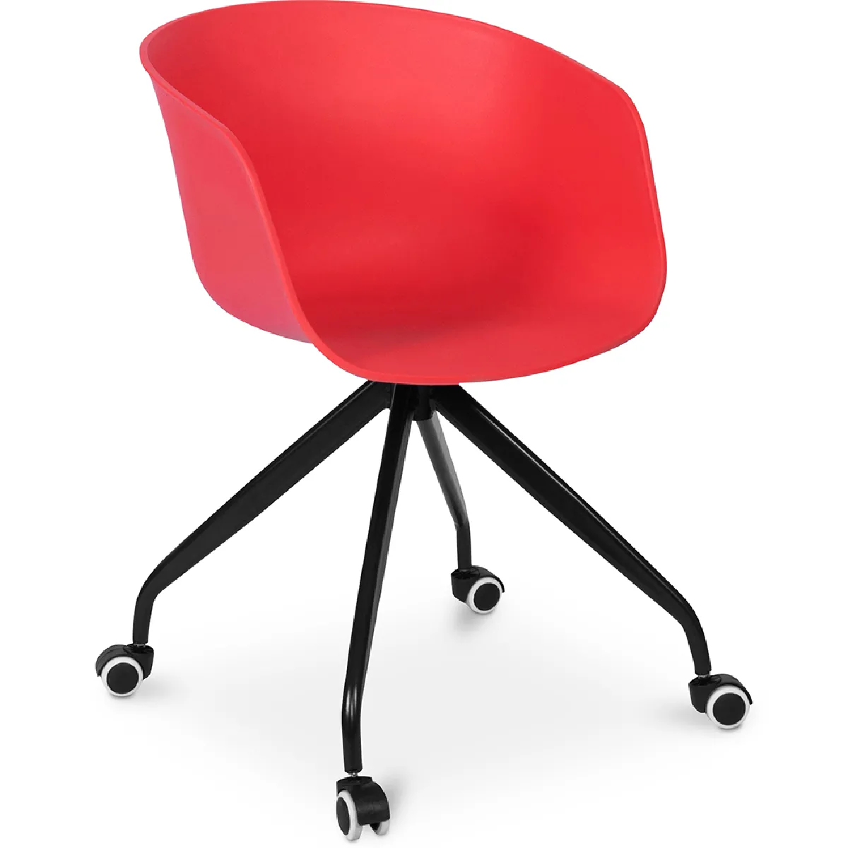 Chaise de bureau avec accoudoirs - Chaise de bureau avec roulettes - Guy - Joan Rouge Chaise de bureau avec accoudoirs - Chaise de bureau avec roulettes - Guy - Joan Rouge