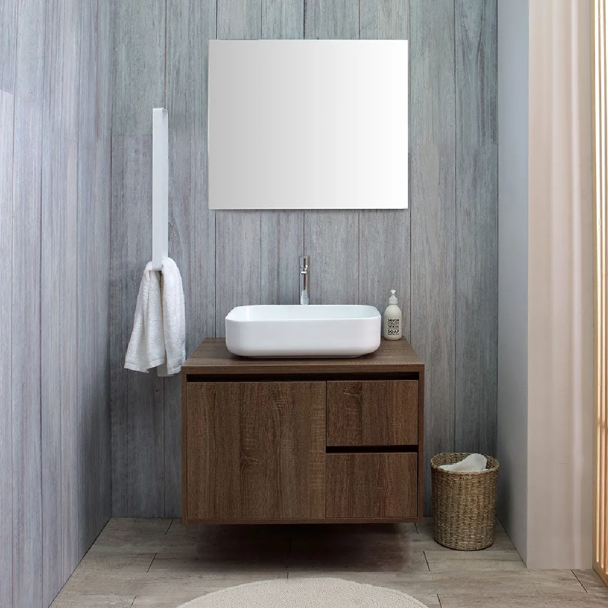Kiamami valentina ensemble meuble sous-lavabo - Noyer