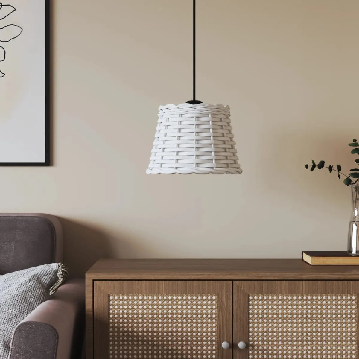 Vidaxl Blanc Abat-Jour Plafond - Osier