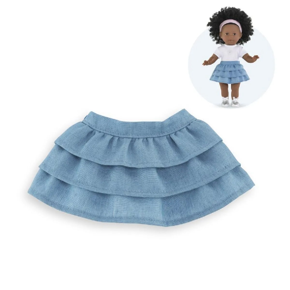 Corolle Jupe à volants pour poupée - Bleu clair Corolle Jupe à volants pour poupée - Bleu clair