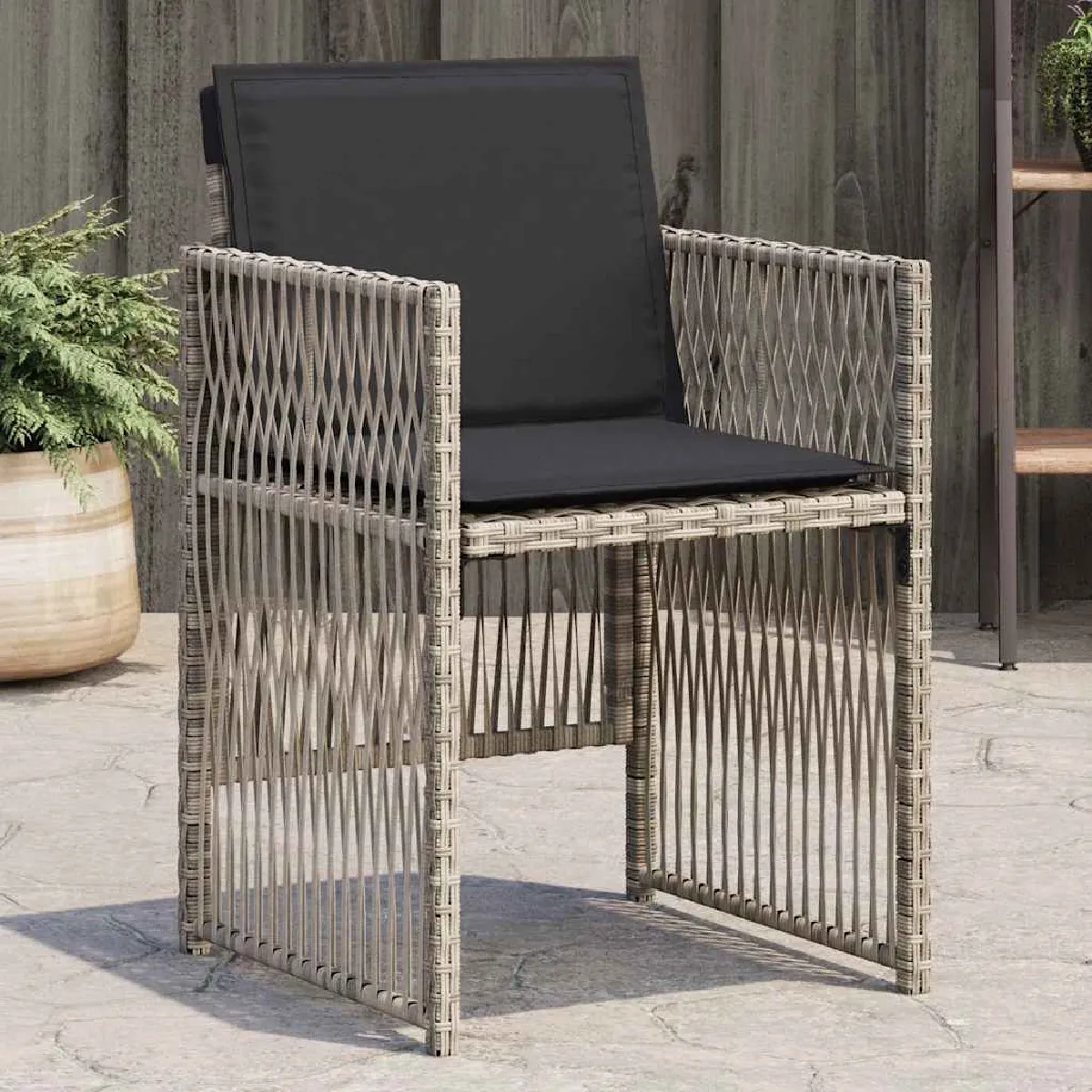 Non Communiqué Gris Vidaxl Lot De 4 Chaises De Jardin Avec Coussins, Sièges Avec Dossier, Chaises À Manger, Meubles De Terrasse Patio, 364971 - Image 3