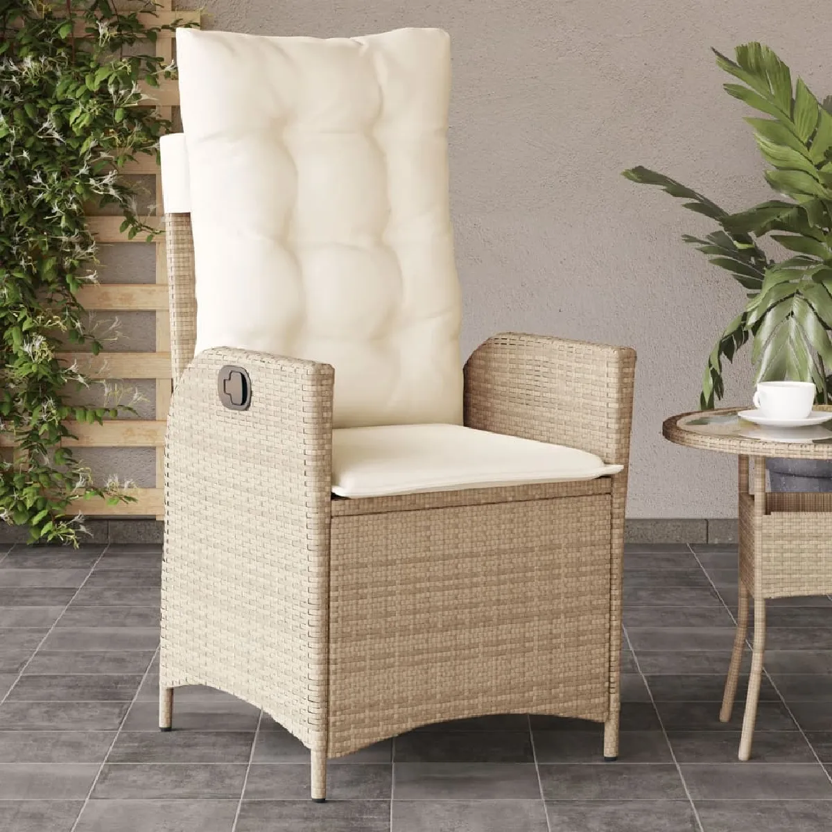 vidaXL Chaise inclinable de jardin avec coussins - vue 4