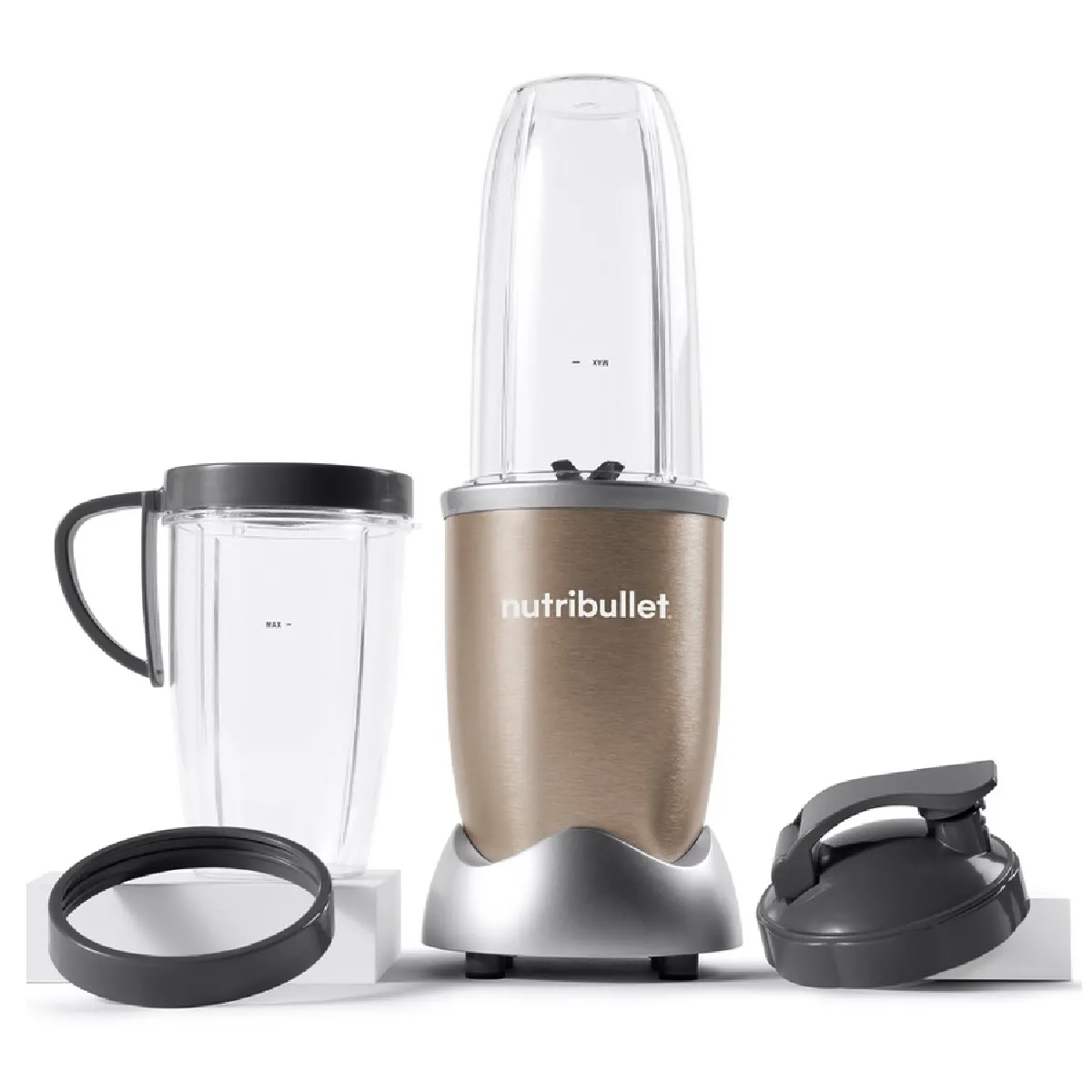 Blender personnel - NUTRIBULLET Pro 900 - NB907CP - 900W - 2 tasses + 2 couvercles + anneau - Doré - Image 4
