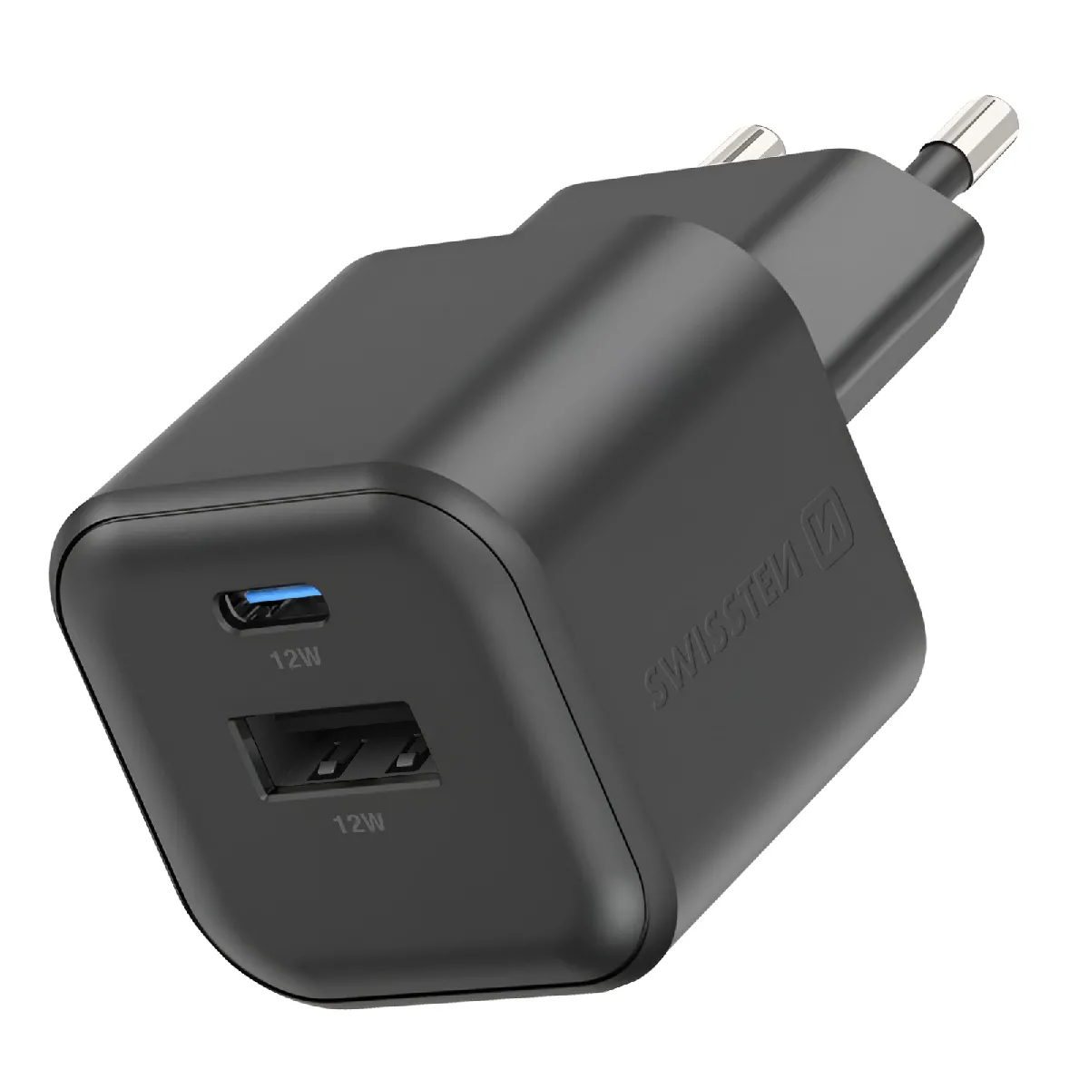 Swissten Noir Chargeur Secteur Usb-C / Usb-A Power Delivery Gan 12W