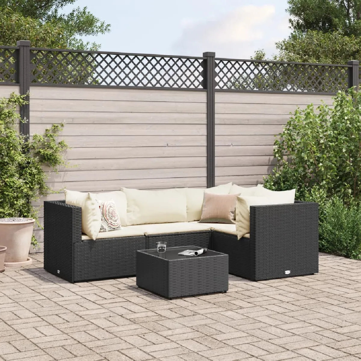 Salon de jardin vidaXL 5 pièces avec coussins - vue 3