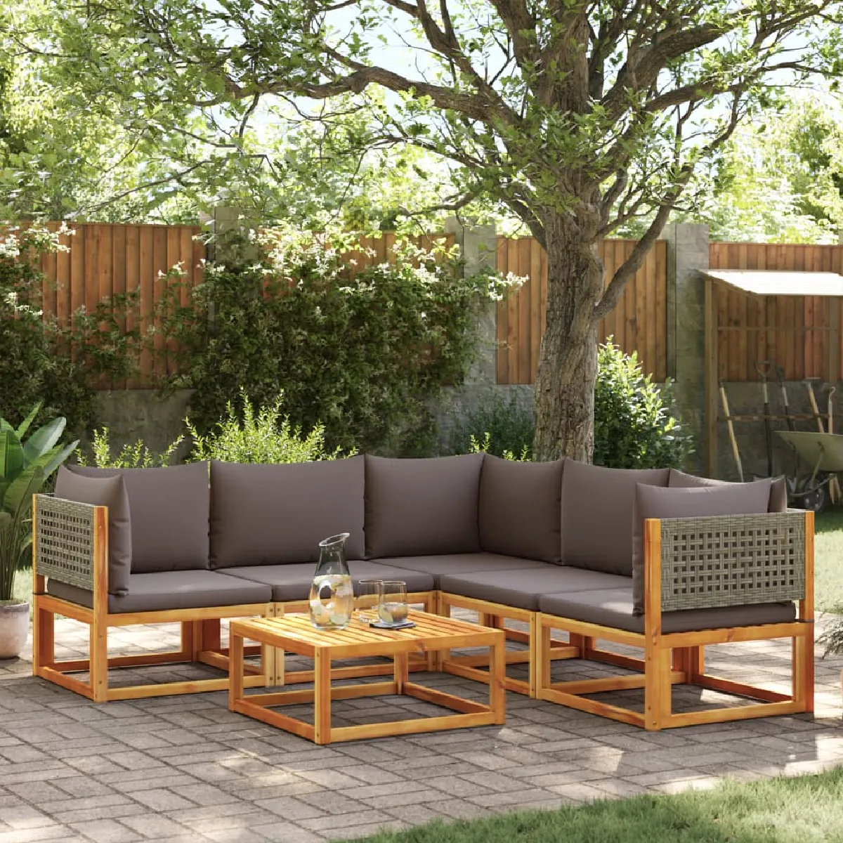 vidaXL Salon de jardin 6 pcs acacia - vue 3